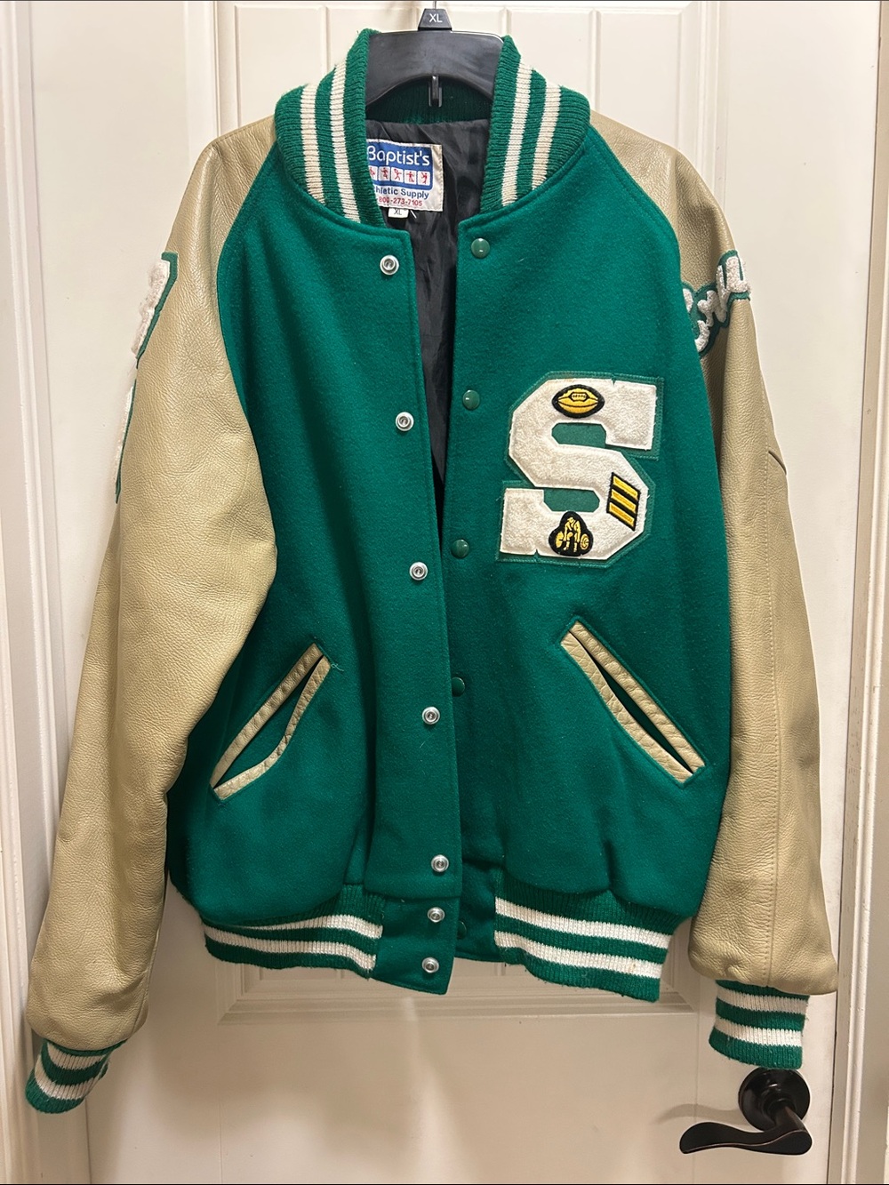 Varsity Jacket xL green and tan- men’s